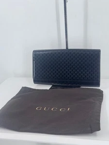GUCCI Micro Guccissima Broadway Medium Clutch Monogram Logo Black Patent Leather - Picture 1 of 12