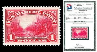 Scott Q12 1913 $1.00 Parcel Post Issue Mint Graded XF 90 H with PSE CERT - Image 1 of 2