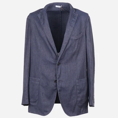 Abrigo Deportivo Boglioli Azul Índigo Algodón-Lino 'K Jacket' Delgado 46R (UE 56) NUEVO CON ETIQUETAS Foto 1 de 4