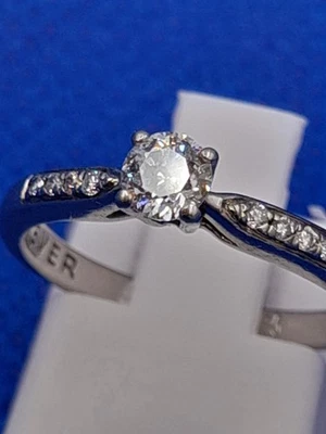 H Samuels FOREVER DIAMOND Palladium 950 0.25 Ct Ring Sz K 2.4g Boxed Certified - Image 1 of 4
