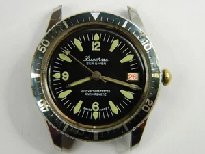 VINTAGE SWISS LUCERNE SEA DIVER 200 VACUUM TESTED MENS DIVER WATCH - REPAIR - Picture 1 of 9