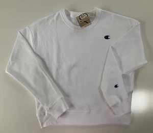 Champion Women's Reverse Weave Crew Neck Sweatshirt C Patch Logo GF750 White S L - Picture 1 of 6