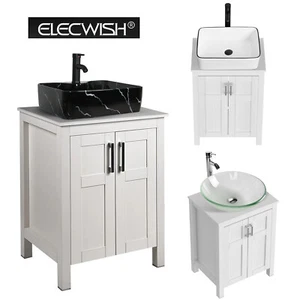 24'' Bathroom Vanity with 2 Doors Bathroom Cabinet Vessel Sink Faucet Drain Set - Picture 1 of 68