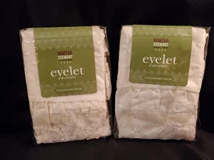 Martha Stewart Everyday Eyelet Standard Bed Pillow Shams Ivory Lot of 2 - Picture 1 of 6