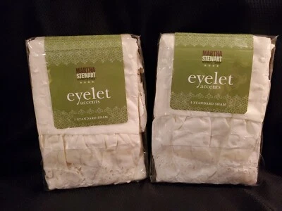 Martha Stewart Everyday Eyelet Standard Cama Almohada Fundas Marfil Lote de 2 Foto 1 de 4