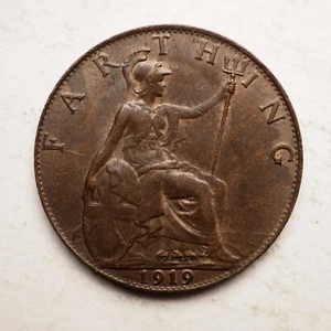1919 Great Britain 1 FARTHING FREE SHIPPING M4588 - Picture 1 of 2