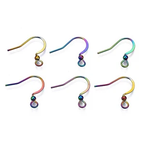 200Pc Rainbow Stainless Steel French Earring Ear Wire Flat Earring Hooks 16x18mm - Picture 1 of 3