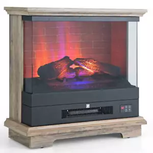 2000W Electric Fireplace Heater with 3-Level Vivid Flame-Brown - Picture 1 of 4