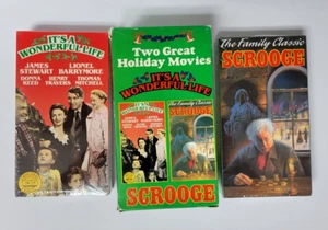 VHS Box Set Two Great Holiday Movies: Its a Wonderful Life Scrooge James Stewart - Picture 1 of 10