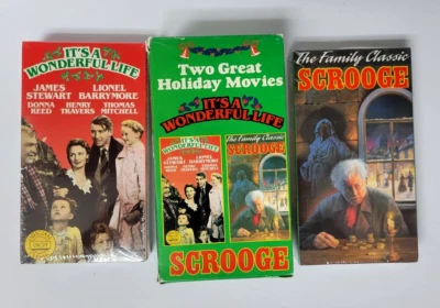 VHS Box Set Two Great Holiday Movies: Its a Wonderful Life Scrooge James Stewart - Image 1 of 4