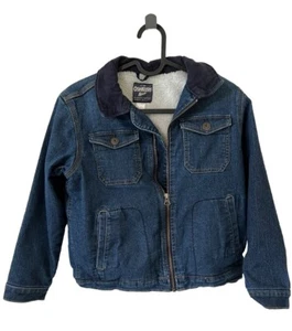 OshKosh B’gosh Genuine Boy's Kids Full Zip Denim Jacket Size 10 Fleece Lined EUC - Picture 1 of 13
