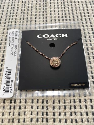 NUEVO CON ETIQUETAS COLLAR DE HEBRA DE PIEDRA CÍRCULO ABIERTO COACH F54514 ORO ROSA Foto 1 de 4