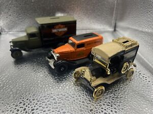 Lot Of 3 Ertl Diecast 1:43 Scale Harley Davidson Delivery Trucks Coin Banks