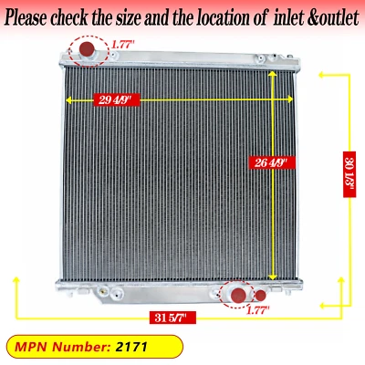 3 ROW Radiator Fit 1999-2005 Ford F250 F350,F450 F550 Powerstroke 6.8 7.3 V8 V10 - Image 1 of 4