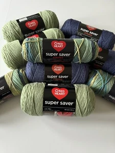 Red Heart Super Saver Yarn Bundle-Lot of 9 Skeins-Sutherland Stripes Combo - Picture 1 of 9