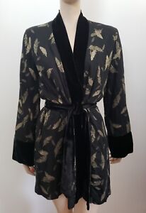 NWT Johnny Was Workshop Velvet Mix Kimono Duster Jacket Black/Gold Belted XS NEW