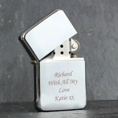 Personalised Engraved Silver Windproof Lighter - Free Engraving - Wedding Favour - Image 1 of 2