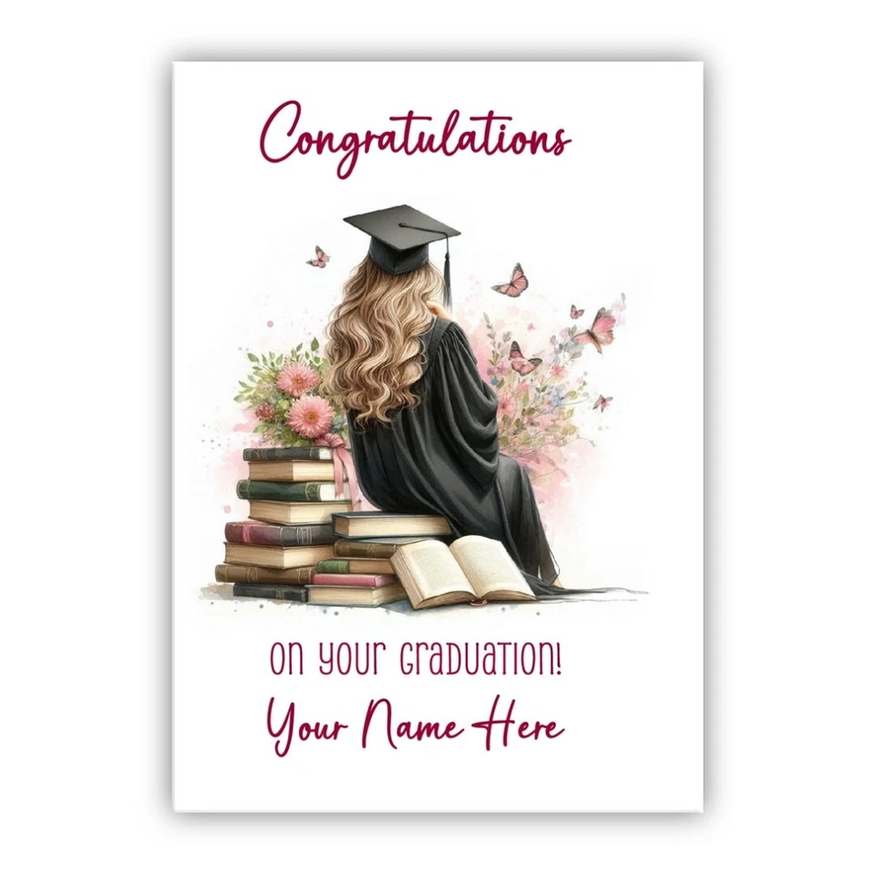 Personalised Graduation Card. Graduation Greeting Card. Girl Graduation Card. - Image 1 of 1