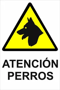 Atención Perros, Cartel Vinilo de corte sobre glasspack 1 mm grosor - Imagen 1 de 1