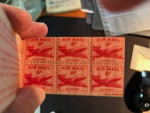 United States Scott BKC4 MNH 6¢ Skymaster Booklet 2 Miscut Panes Showing Plate # - Picture 1 of 4