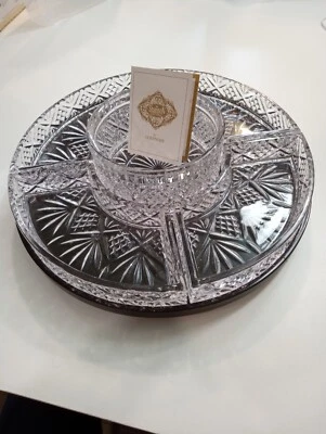 Shannon Crystal Dublin 5 Section Lazy Susan Tray  Relish Server - Image 1 of 4