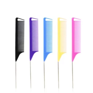 5 Pcs Set Heat Resistant Rat Tail Steel Pin Teasing Black Comb Hair Braid Comb  - Picture 1 of 2