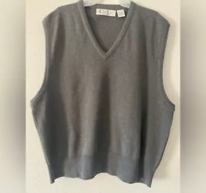 Maglione golf vintage cipresso links grigio gilet uomo XL scollo a V 100% cotone - Foto 1 di 7