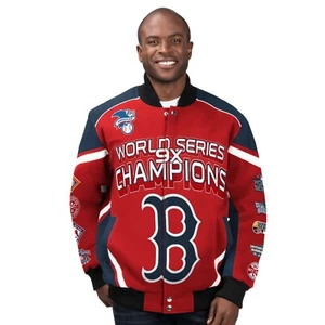 Boston Red Sox Stiff Arm 9 Time World Series Champions Cotton Twill Jacket  - Picture 1 of 2