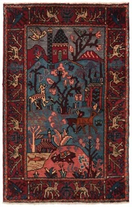 Sarough Handgeknüpfter Perserteppich 92x60 cm-Fine,Orient,Carpet,Rug,Blau - Picture 1 of 7