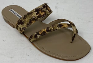 NIB Authentic Manolo Blahnik Beige Susa Leopard Print Flat Slide Sandals 39.5 - Picture 1 of 18