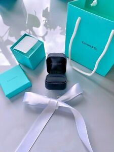 Tiffany & Co Packaging Black Suede Presentation Ring Box Ribbon gift bag 4pc-New