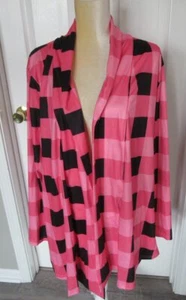 ZXZY Elbow Patch Long Sleeves Pink Color block Plaid Open Cardigan size XL - Picture 1 of 4