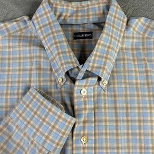 Gitman Bros Shirt Mens XXL Blue Peach Plaid Button Down 100% Cotton Made in USA - Picture 1 of 10