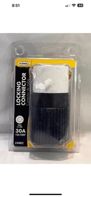 Hubbell 30A Black/White 4-Wire Locking Grounding Connector Model L1430CZ - Image 1 of 2