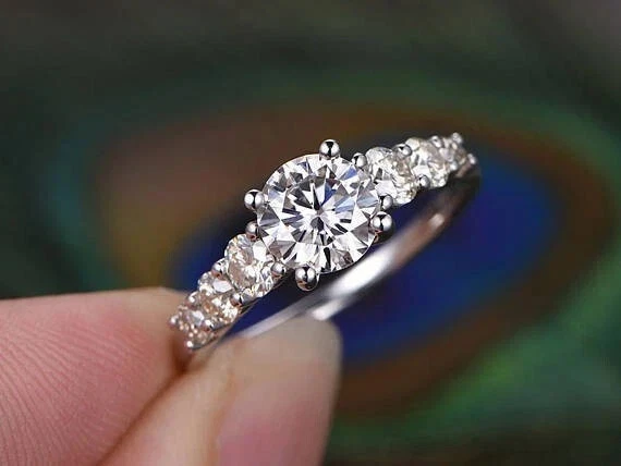 2.20 Ct Round Cut Lab Grown Diamond Wedding Ring 14K White Gold size 6 - Image 1 of 4
