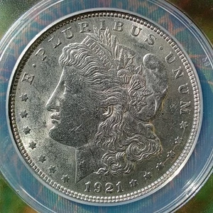 1921 P  Morgan Silver Dollar ANACS Graded AU 58 Condition. - Picture 1 of 4