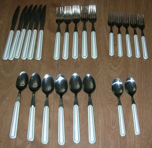 24 Pc Pfaltzgraff Juniper Plastic Handle Stainless Flatware Taiwan - Picture 1 of 8