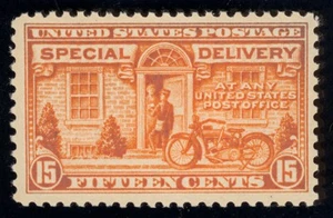US Scott E13 postfrisch NH OG 15c deep orange Motorrad Delivery Lot V110 bhmstamps - Bild 1 von 2