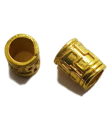 45 PCS 10X7MM HOLLOW COPPER LARGE HOLE BEAD 18K GOLD PLATED 817 - Image 1 of 3