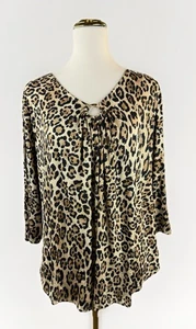 Y2K Ruby Rd. Women's Top Size XL Animal Print With Gold Studs Mob Wife - Picture 1 of 8