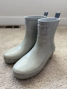 Hunter raffinierter niedriger Absatz Biker-Regenstiefel grau WFS2037DUO Damengröße 8 - Bild 1 von 9