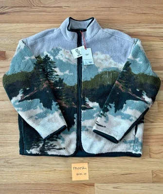 Jaqueta de lã Woolrich x Target com zíper verde creme estampa paisagem adulto médio - Imagem 1 de 3