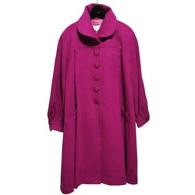 USED CHRISTIAN DIOR WOOL LONG COAT IN PINK/PURPLE GOOD - Image 1 of 4