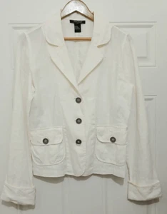 Karen Kane womens medium 100% linen blazer cream ivory summer spring - Picture 1 of 7