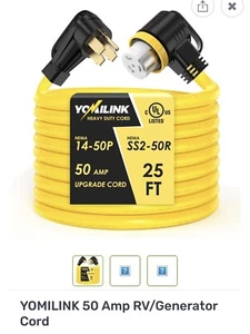 25’ Ft, 50 Amp Cord, UL, Rv, Locking Con, NEMA 14-50P to SS2-50R - Picture 1 of 5
