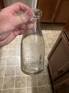 Durham Embossed Pint Milk Bottle University of New Hampshire NH - Picture 1 of 10