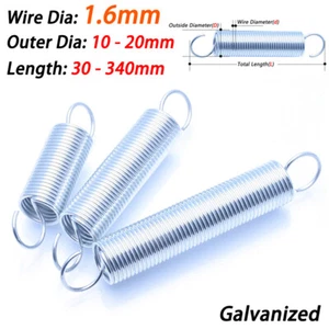 Wire Diameter 1.6mm Extension Spring Galvanized Springs With Hook Tension Spring - Picture 1 of 10