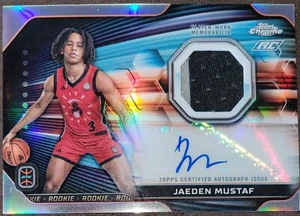 2024 Topps Chrome Overtime Elite JAEDEN MUSTAF Autograph Rookie Jersey Relic -A - Foto 1 di 1
