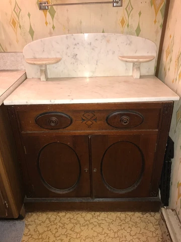 Antique Dry Sink with Marble Top - Late 1800s Cover