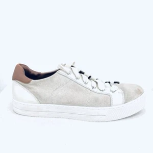 COACH Women's Paddy Leather Suede Sneakers Shoes Size 9B Lace-Up Grey Brown - Picture 1 of 9